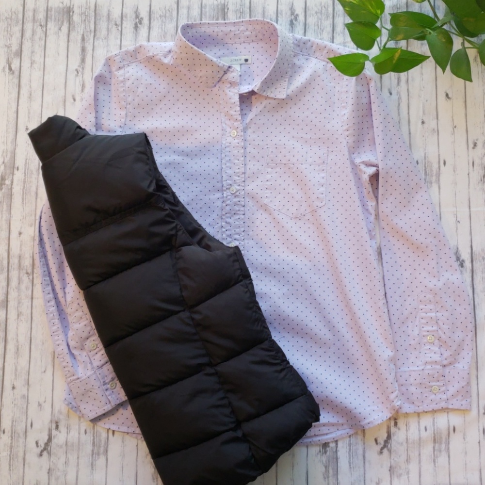 J.Crew▪ lavender button down with black polka dot